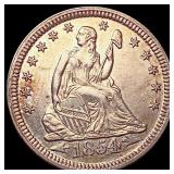 1854 Seated Liberty Quarter CHOICE AU
