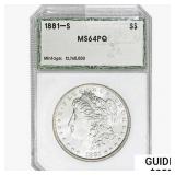 1881-S Morgan Silver Dollar Hallmark MS64 PQ