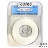 1954 25C Washington Quarter GEC MS68