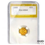 1888 Gold Dollar PGA MS64