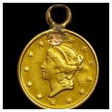 1852 Liberty Head Gold Dollar (Pendant) HIGH GRADE