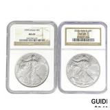 1999-2000 American Silver Eagle $1 [2] NGC MS69