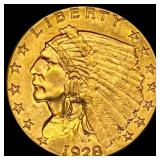1928 Indian Head $2.50 Gold Quarter Eagl UNCIRCULA