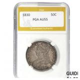 1830 Capped Bust Half Dollar PGA AU55