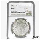 1921-S Morgan Silver Dollar NGC MS63