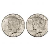 1923-S, 1924-S UNC Silver Peace Dollar Lot [2 Coin