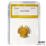 1908 $2.5 Indian Head PGA MS66