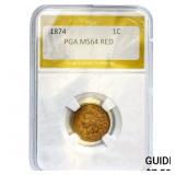 1874 Indian Head Cent PGA MS64 RED