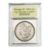 1882-O/S Morgan Silver Dollar USCG MS63+