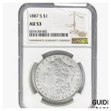 1887-S Morgan Silver Dollar NGC AU53