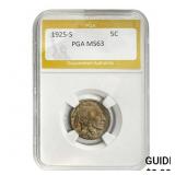 1925-S Buffalo Nickel PGA MS63