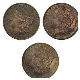 1881-1896 BU Toned Morgan SIlver Dollar Lot [3 Coi