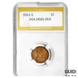 1912-S Lincoln Cent PGA MS65 RED