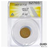 1864 Indian Head Cent ANACS F12