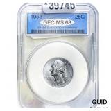 1953 Washington Quarter GEC MS68