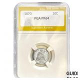 1870 10C Seated Liberty Dime PGA PR64