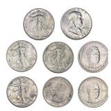 1923-1958 [8] Silver Half Dollar Lot