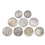 1922-1945 [9] Silver Peace Dollar/ Half Dollar Lot