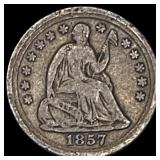 1857 Seated Liberty Half Dime NICELY CIRCULATED