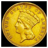 1854 $3 Indian Princess Head Gold CLOSELY UNCIRCUL