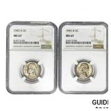 [2] 1943-D Jefferson Nickel NGC MS67