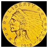 1912 Indian Head $2.50 Gold Quarter Eagl CLOSELY U