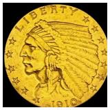 1910 Indian Head $2.50 Gold Quarter Eagl CHOICE AU