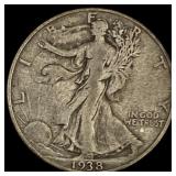 1938-D Walking Liberty Half Dollar LIGHTLY CIRCULA