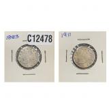 [2]1883 & 1911 Liberty Victory Nickel