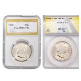 [2]1948/1948-D Franklin Half Dollar ANACS/PGA MS64