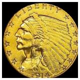 1914 Indian Head $2.50 Gold Quarter Eagl UNCIRCULA