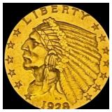 1928 Indian Head $2.50 Gold Quarter Eagl CLOSELY U