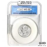 1941 25C Washington Quarter GEC MS68