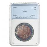1881-S Toned Morgan Silver Dollar NNC MS65
