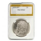 1878 8TF Morgan Silver Dollar PGA MS62