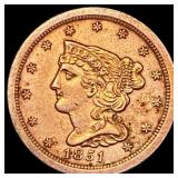 1851 Braided Hair Half Cent CLOSELY UNCIRCULATED