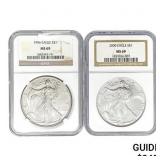 1996/2000 [2] American Silver Eagles NGC MS69