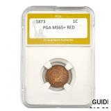 1873 1C Indian Head Cent PGA MS65+ RED