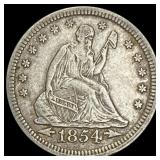 1854 Arrows Seated Liberty Quarter NEARLY UNCIRCUL