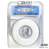 1942 25C Washington Quarter GEC MS68