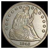 1843 Seated Liberty Dollar NEARLY UNCIRCULATED