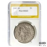 1887-O Morgan Silver Dollar PGA MS63