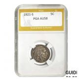 1921-S Buffalo Nickel PGA AU58