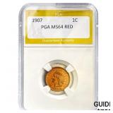 1907 Indian Head Cent PGA MS64 RED