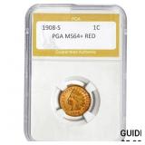 1908-S Indian Head Cent PGA MS64+ RED