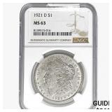 1921-D Morgan Silver Dollar NGC MS63