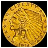 1913 Indian Head $2.5 Gold Quarter Eagle UNCIRCULA