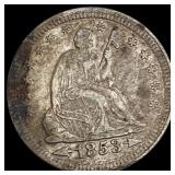 1853 Seated Liberty Quarter NEARLY UNCIRCULATED