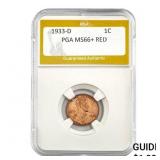 1933-D Lincoln Cent PGA MS66+ Red