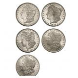 1880-1891 BU Morgan SIlver Dollar Lot [5 Coins]
